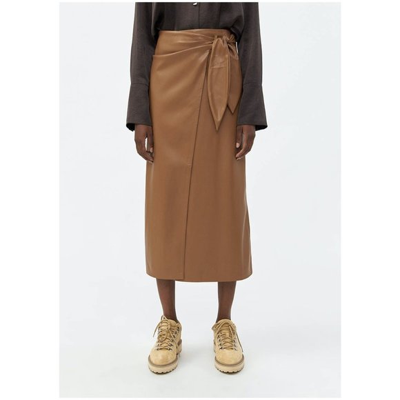 NANUSHKA Amas Vegan Leather Skirt Brown - Picture 2 of 8